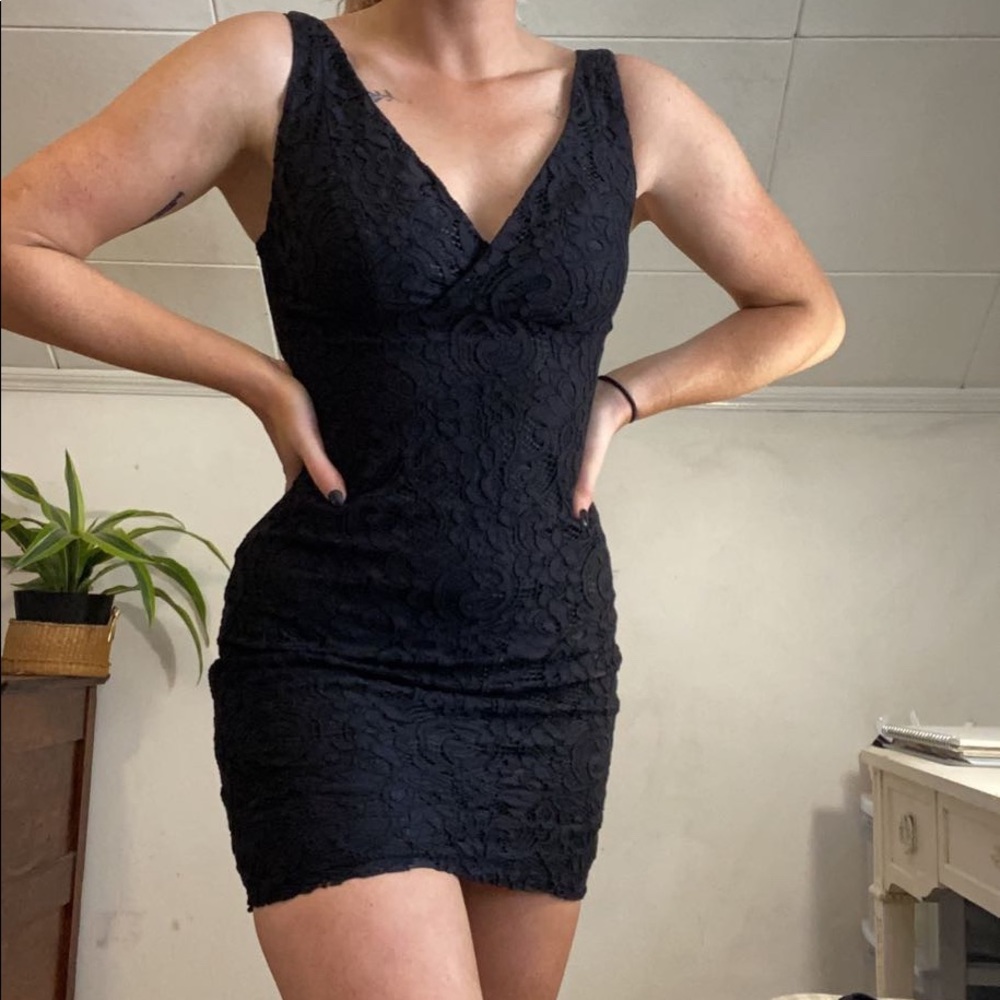 Formal black lace dress